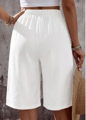 White Wide Leg Elastic Waist High Waisted Shorts