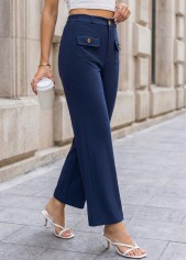Navy Button Fly High Waisted Pants