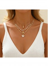 Golden Star Design Alloy Necklace Set