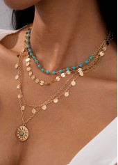 Golden Round Alloy Design Necklaces Set