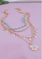 Golden Round Alloy Design Necklaces Set
