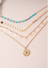 Golden Round Alloy Design Necklaces Set