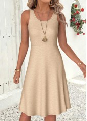 Geometric Print Two-piece Gray Brown Dress and Cardigan