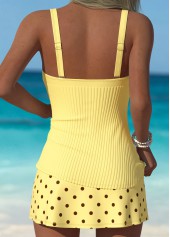 Mid Waisted Floral Print Light Yellow Tankini Set
