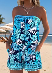 Floral Print Ruched Navy One Piece Swimwear
