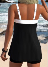Mid Waisted Three-piece Black Tankini Set