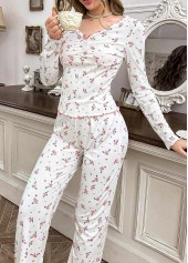 Ditsy Floral Print Light Pink Lounge Top and Pants