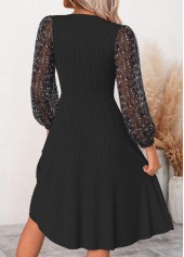 Patchwork Black Long Sleeve V Neck Dress