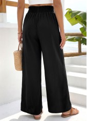 Black Wide Leg Elastic Waist High Waisted Pants