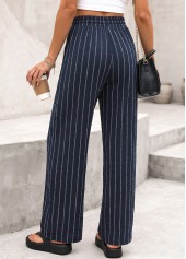 Striped Navy Elastic Waist High Waisted Pants