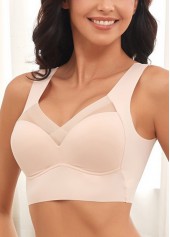 V Neck Detail Skin Color Bra