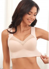V Neck Detail Skin Color Bra