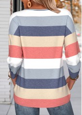 Striped Tummy Coverage Navy Long Sleeve T Shirt
