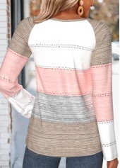 Striped Tummy Coverage Multi Color Long Sleeve T Shirt
