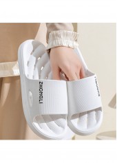 White Rubber Round Toe Falt Sliders