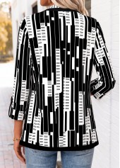 Geometric Print Black Half Sleeve Fake Two Piece Twinset