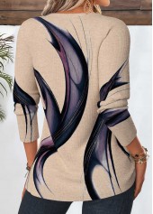 Geometric Print Tummy Coverage Multi Color T Shirt