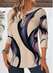 Geometric Print Tummy Coverage Multi Color T Shirt