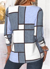 Geometric Print Curved Hem Multi Color T Shirt