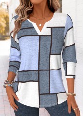 Geometric Print Curved Hem Multi Color T Shirt