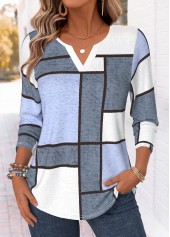 Geometric Print Curved Hem Multi Color T Shirt