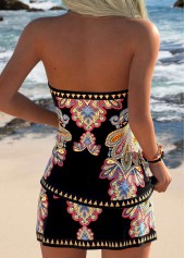 Mid Waisted Tribal Print Tummy Coverage Tankini Set