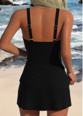 Black Mid Waisted V-Neck Tankini Set