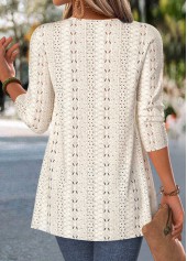 Beige Long Sleeve V Neck Fake Two Piece Twinset