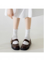 Soft Ruffle Edge Multi Tone Cotton Crew Socks