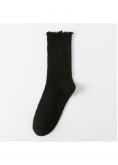 Soft Ruffle Edge Multi Tone Cotton Crew Socks