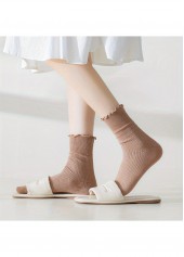 Soft Ruffle Edge Multi Tone Cotton Crew Socks