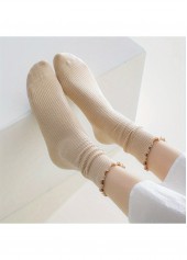 Soft Ruffle Edge Multi Tone Cotton Crew Socks