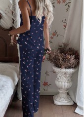 Floral Print Navy Scoop Neck Lounge Top and Pants