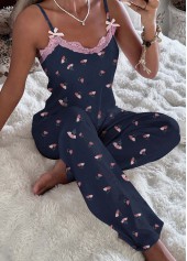 Floral Print Navy Scoop Neck Lounge Top and Pants