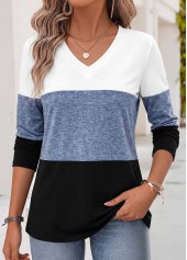 Striped Tummy Coverage Blue Long Sleeve T Shirt