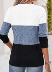 Striped Tummy Coverage Blue Long Sleeve T Shirt