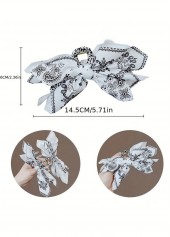 White Paisley Print Bow Hair Barrette Clip