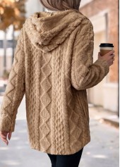 Tummy Coverage Light Coffee Long Sleeve Hooded Coat