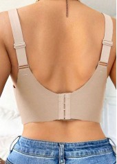 Skin Color V Neck Detail Bra