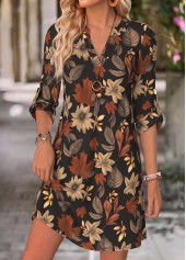 Floral Print Tummy Coverage Multi Color Short Dress