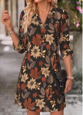 Floral Print Tummy Coverage Multi Color Short Dress