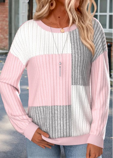 Multi Color Long Sleeve Round Neck Sweatshirt