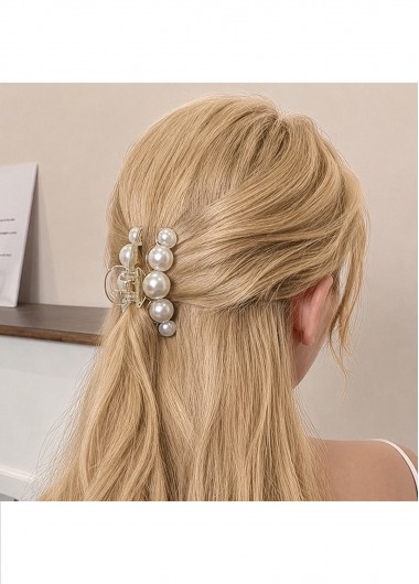 Beige Color Round Alloy Detail Barrette
