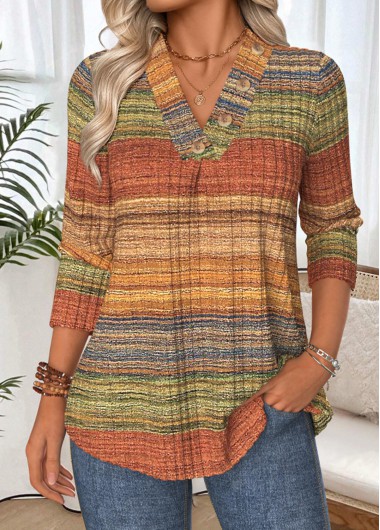 Geometric Print Tummy Coverage Multi Color T Shirt