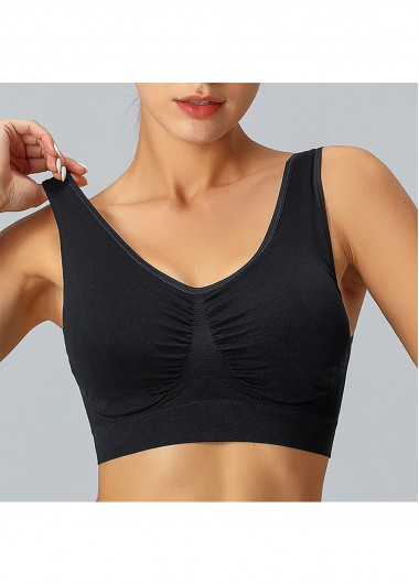Soft Padded V Neck Wire Free Sports Bra