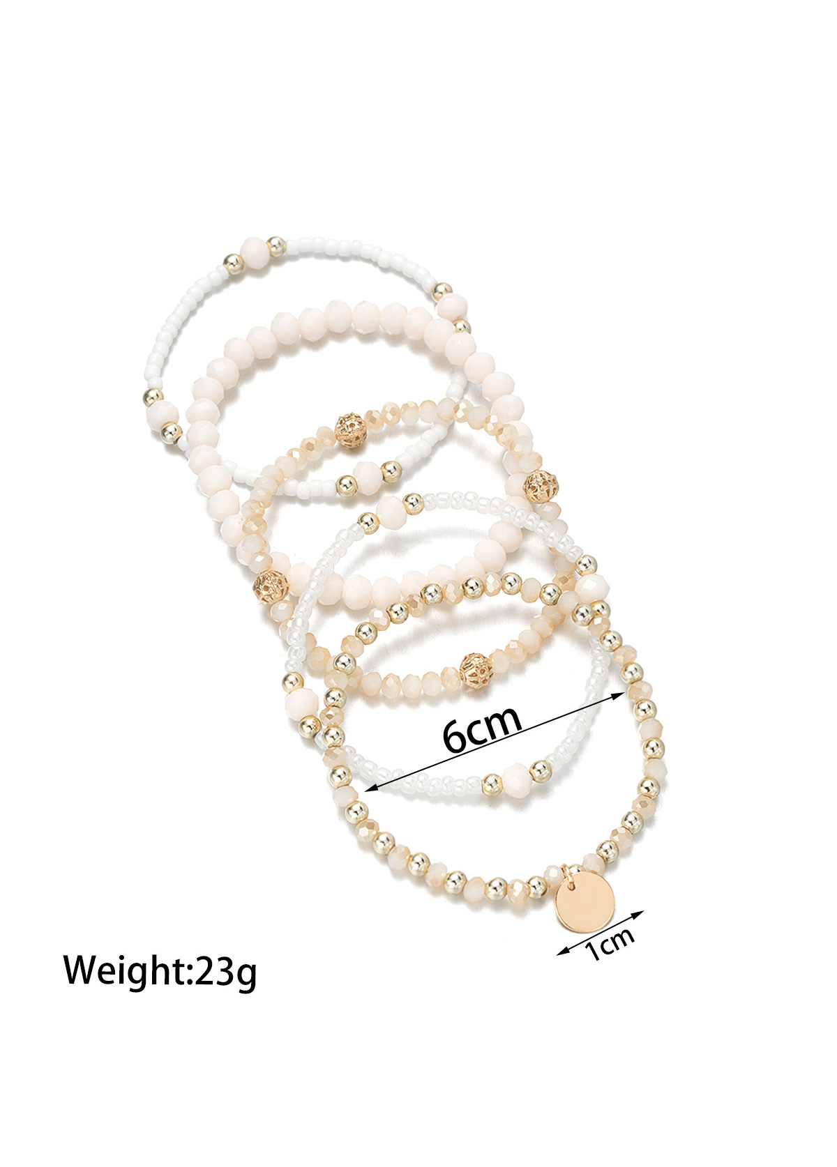 Beige Round Seed Beads Bracelets Set