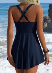 Fake 2in1 Navy One Piece Swimdress