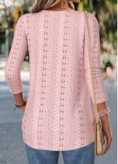 Pink 3/4 Sleeve Fake Two Piece Twinset
