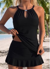 Mid Waisted Two-piece Black Tankini Set