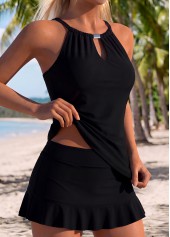 Mid Waisted Two-piece Black Tankini Set